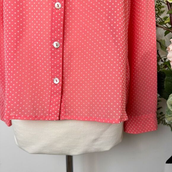 OLIVE & OAK | polka dot buttondown blouse | small | sheer - Picture 3 of 9